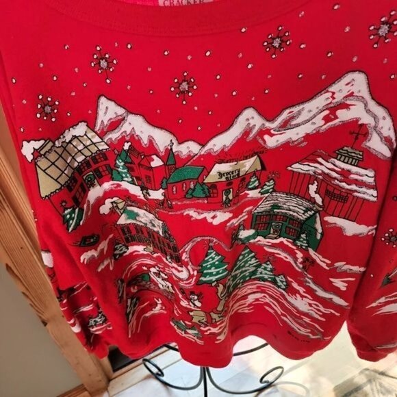 Nutcracker Vintage Sz M Red Puff Graphic Embellished Holiday House LS Sweatshirt - Picture 2 of 9